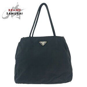 Prada Tessuto triangular logo plate black Nylon tote shoulder bag
